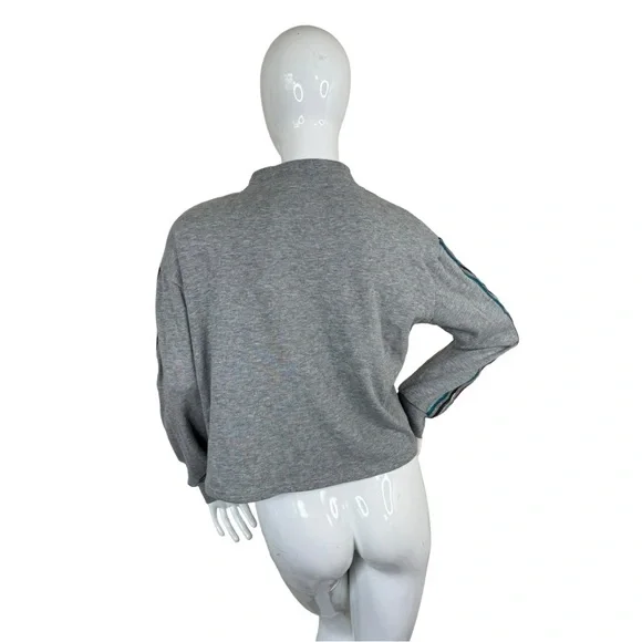 NASA metallic stripes embroidery logo cropped grey pull over light sweater XL - Picture 10 of 14